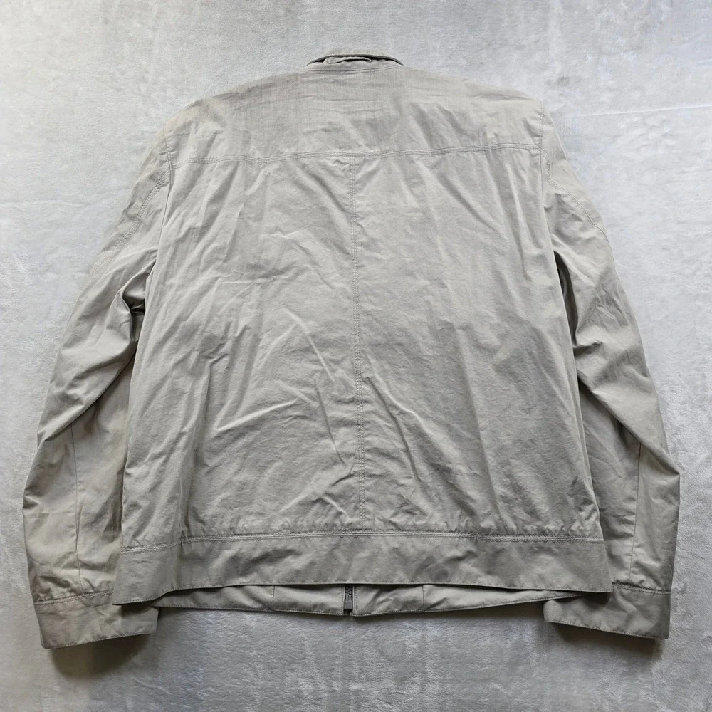 Banana Republic Bomber Jacket Mens XL Beige White Cotton Coated‎ Bi-Swing Zip